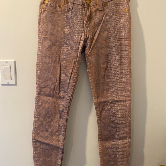 True Religion Halle Pink Coated Snakeskin Skinny Jeans Sz. 27 EUC - Picture 3 of 7